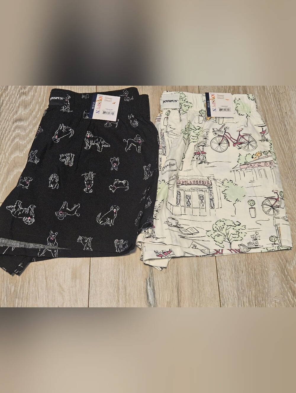 Lot of 2 Joyspun Women's Woven Pajama Sleep Shorts Size XS (0-2) Dog & Paris NWT